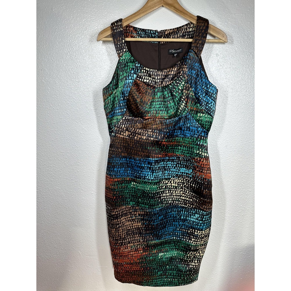 Signature by Sangria Sheath Dress Womens 10‎ Abstract Multicolor Print Lined